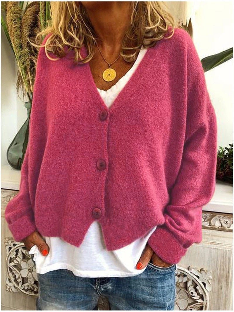 Wynne | Women's Knit Button-Up V-Neck Relaxed Fit Cardigan