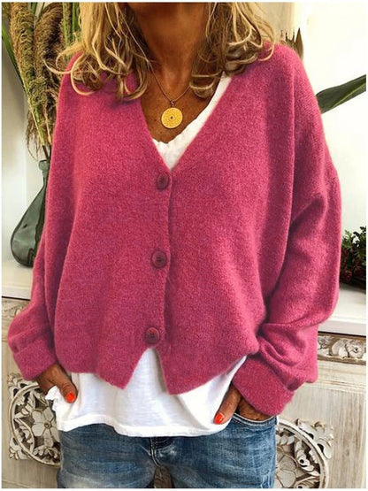 Wynne | Women's Knit Button-Up V-Neck Relaxed Fit Cardigan