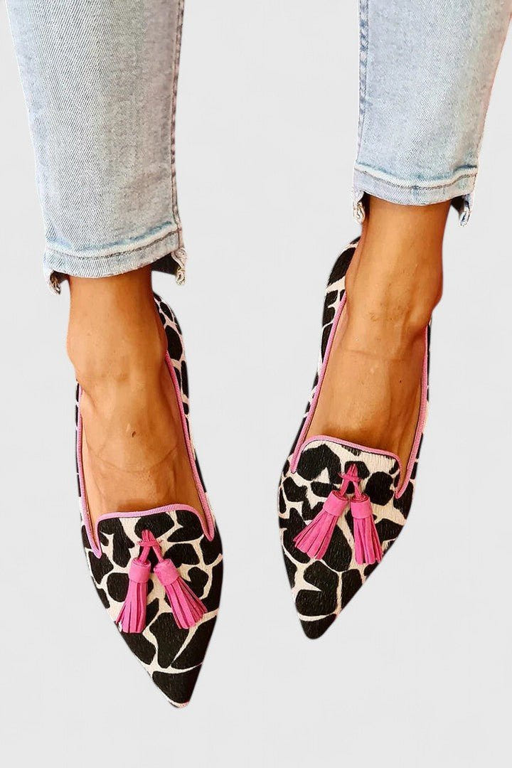 Coraline | Women's Pointed Toe Tassel Slip-On Animal Print Loafer