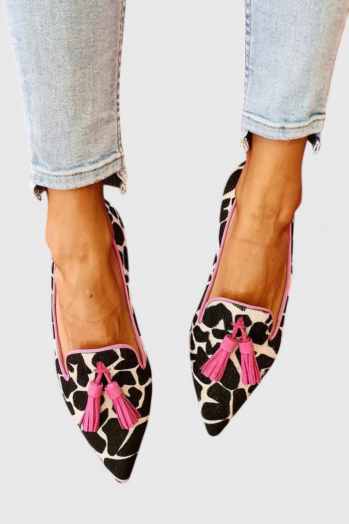 Coraline | Women's Pointed Toe Tassel Slip-On Animal Print Loafer