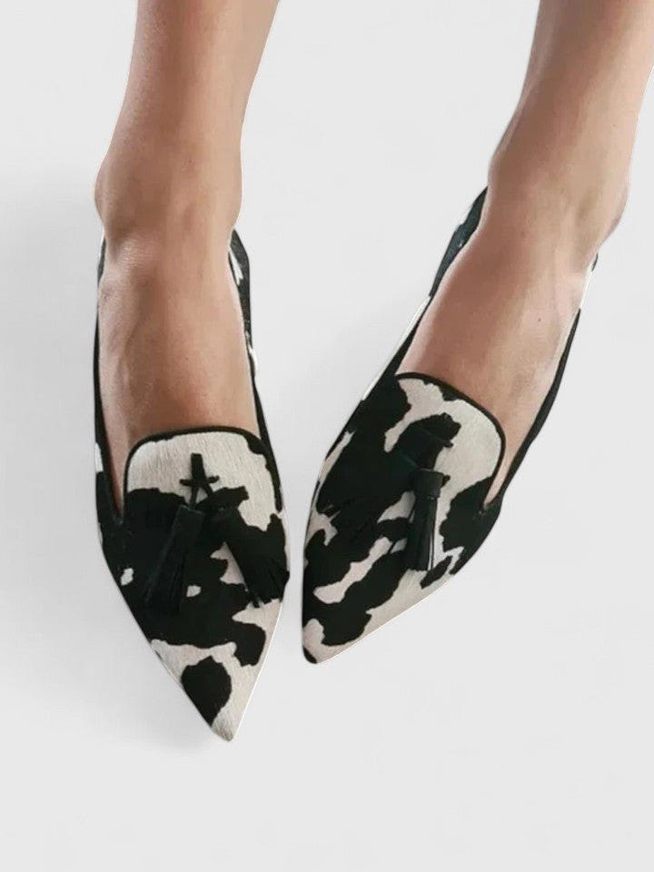 Coraline | Women's Pointed Toe Tassel Slip-On Animal Print Loafer