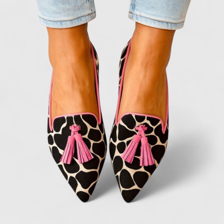 Coraline | Women's Pointed Toe Tassel Slip-On Animal Print Loafer