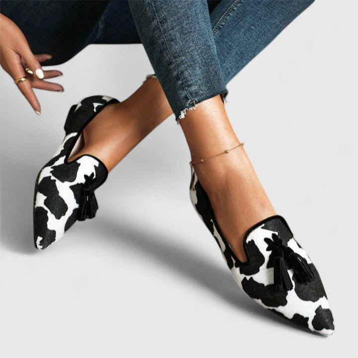 Coraline | Women's Pointed Toe Tassel Slip-On Animal Print Loafer