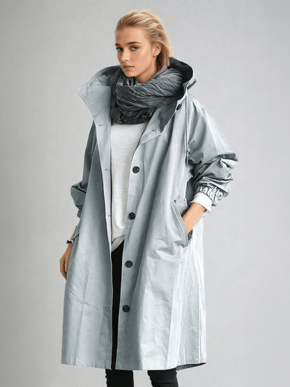 Rosalind | Women's Water-Repellent Hooded Longline Trench Coat