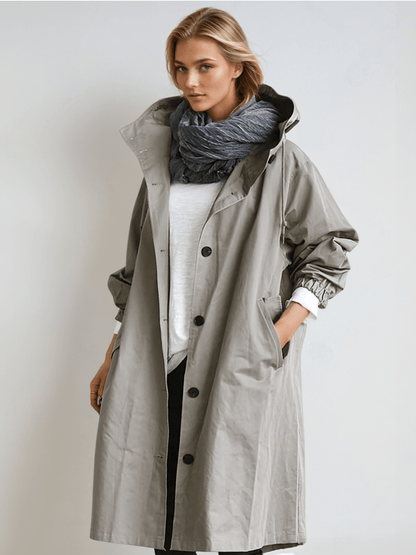 Rosalind | Women's Water-Repellent Hooded Longline Trench Coat