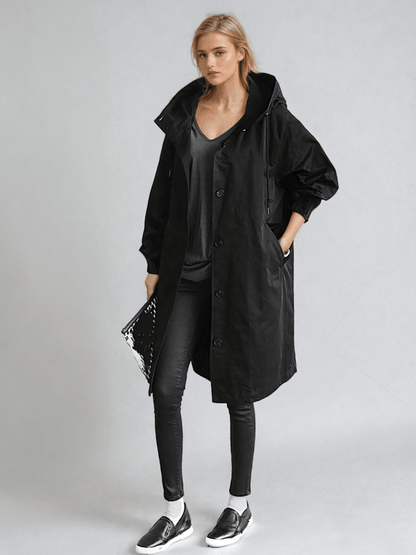 Rosalind | Women's Water-Repellent Hooded Longline Trench Coat