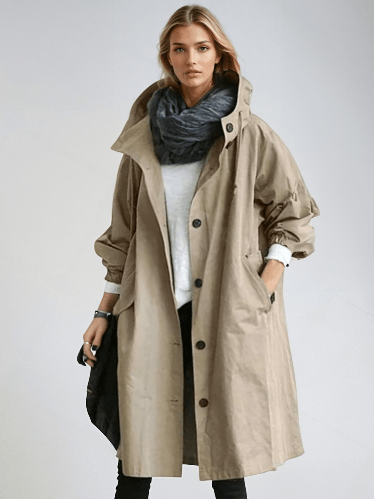 Rosalind | Women's Water-Repellent Hooded Longline Trench Coat