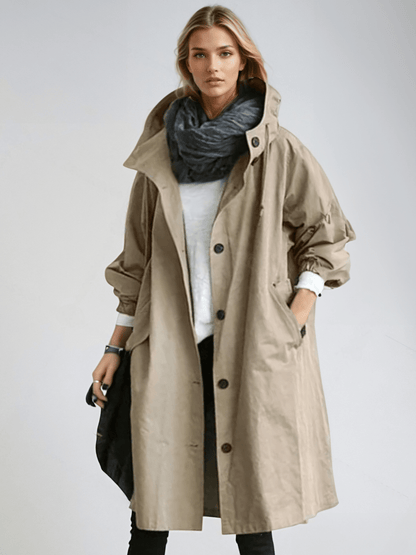Rosalind | Women's Water-Repellent Hooded Longline Trench Coat