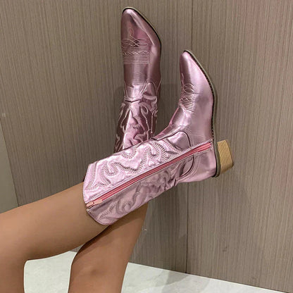 Delisande | Women's Metallic Western Pointed Toe Cowboy Boot