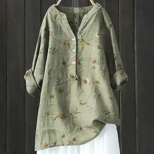 Magnolia | Women's Floral Oversized V-Neck Long Sleeve Tunic