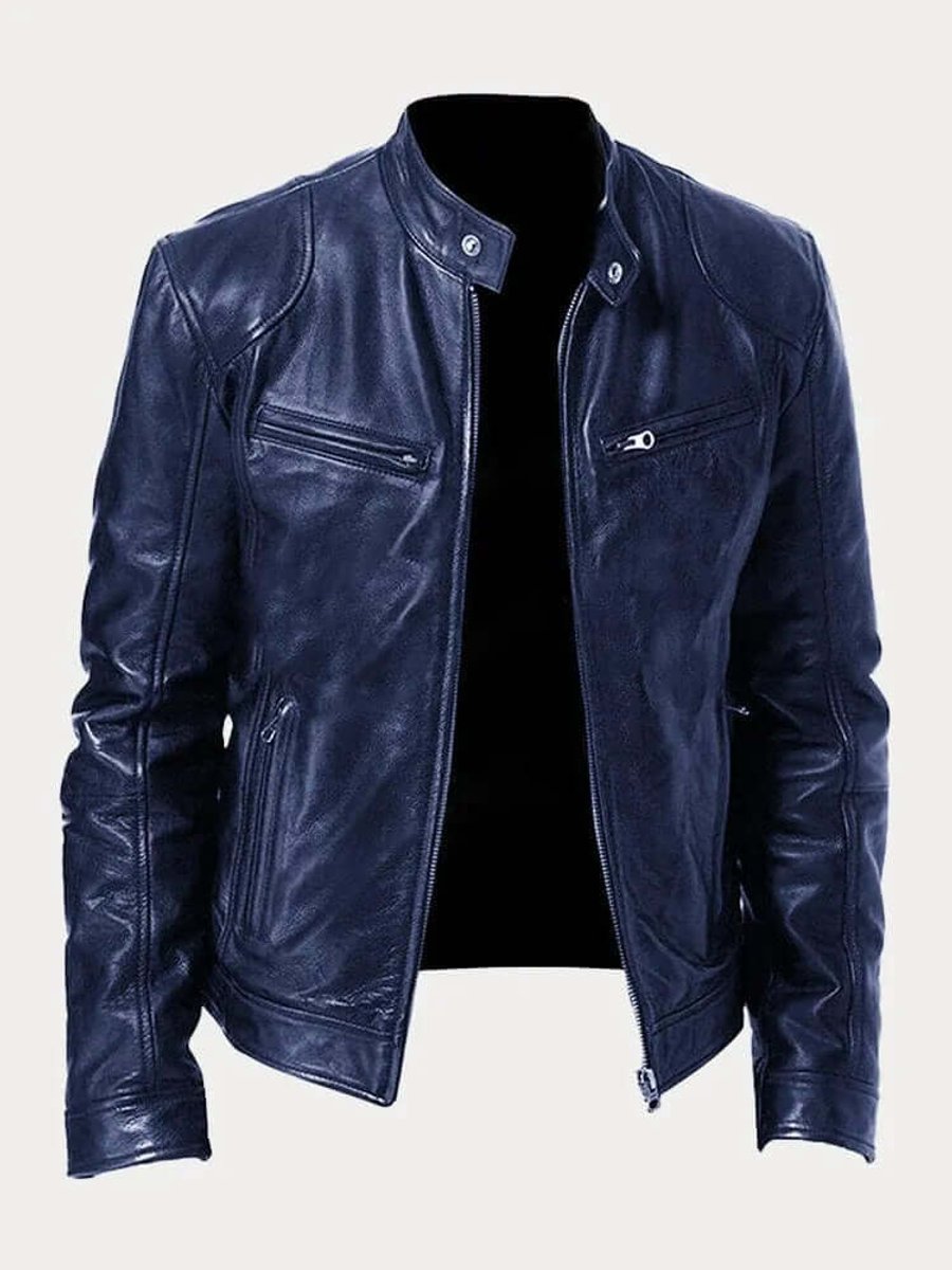 Ronan | Men's Classic Biker-Style Zip-Up Leather Jacket