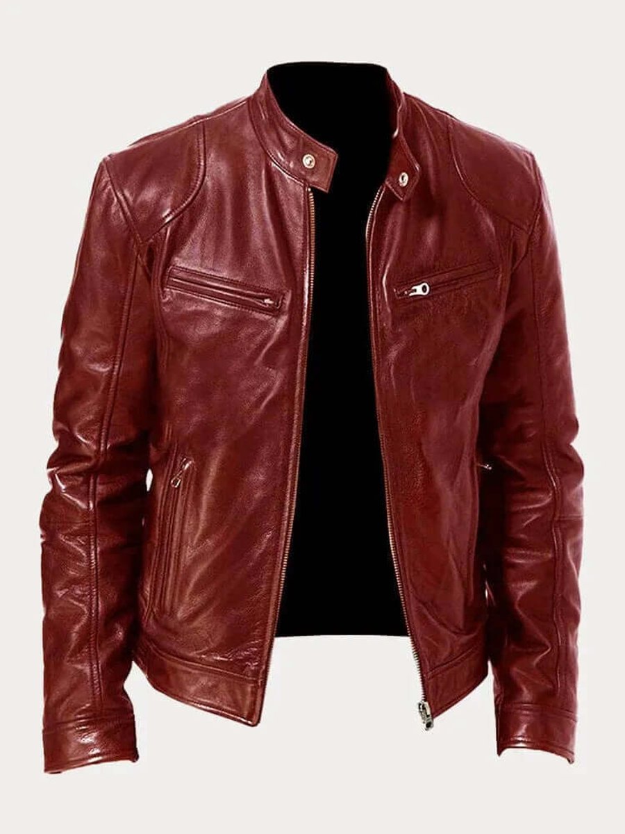 Ronan | Men's Classic Biker-Style Zip-Up Leather Jacket