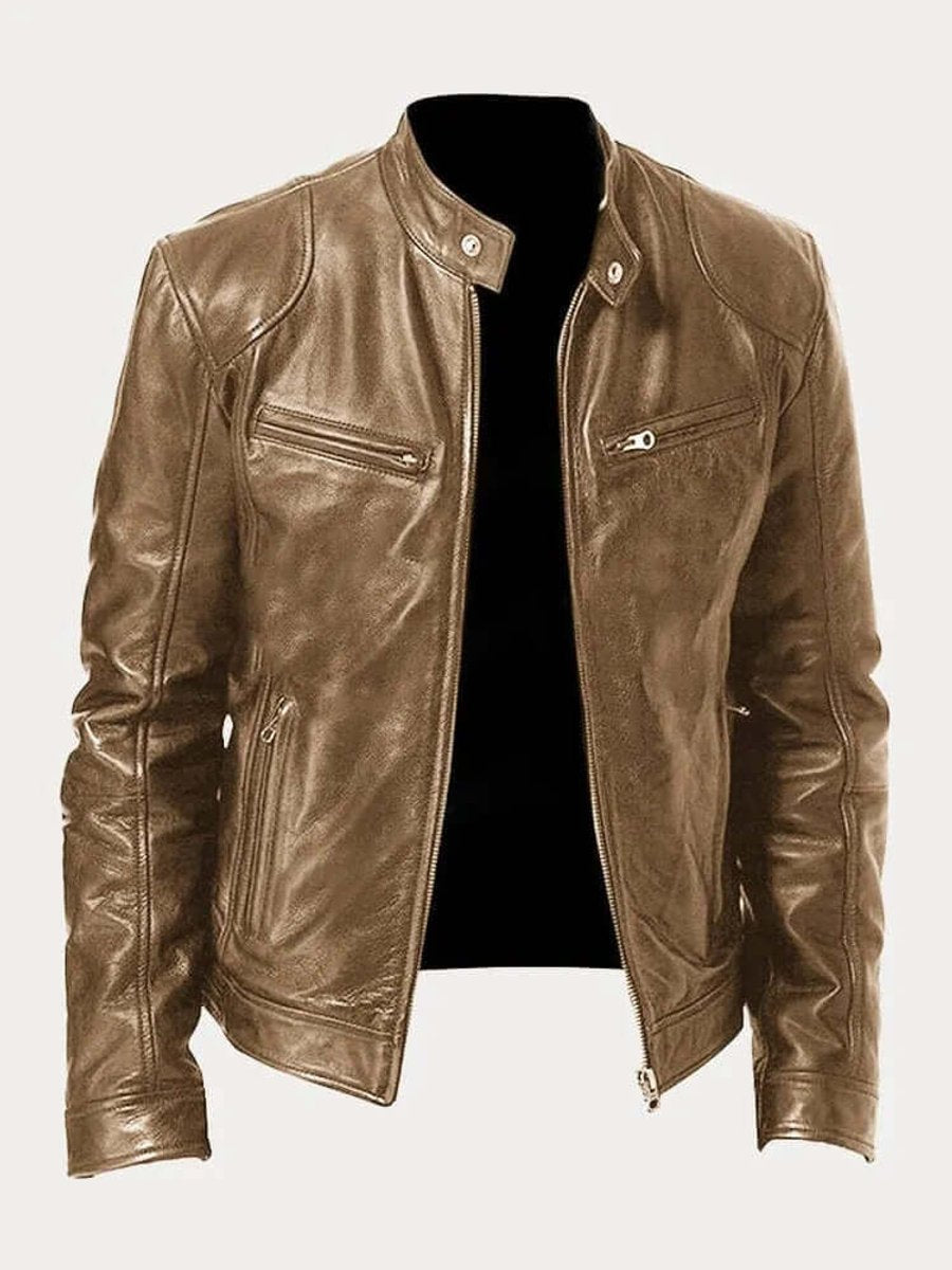 Ronan | Men's Classic Biker-Style Zip-Up Leather Jacket