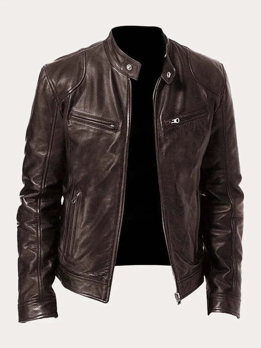 Ronan | Men's Classic Biker-Style Zip-Up Leather Jacket