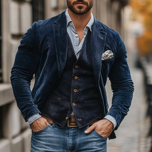 Emrick | Men's Vintage Corduroy Blazer Two-Piece Vest Set