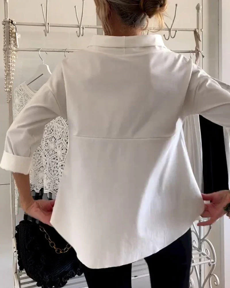 Maya | Bateau Neck Tops 3/4 Sleeve Oversized Casual Blouses