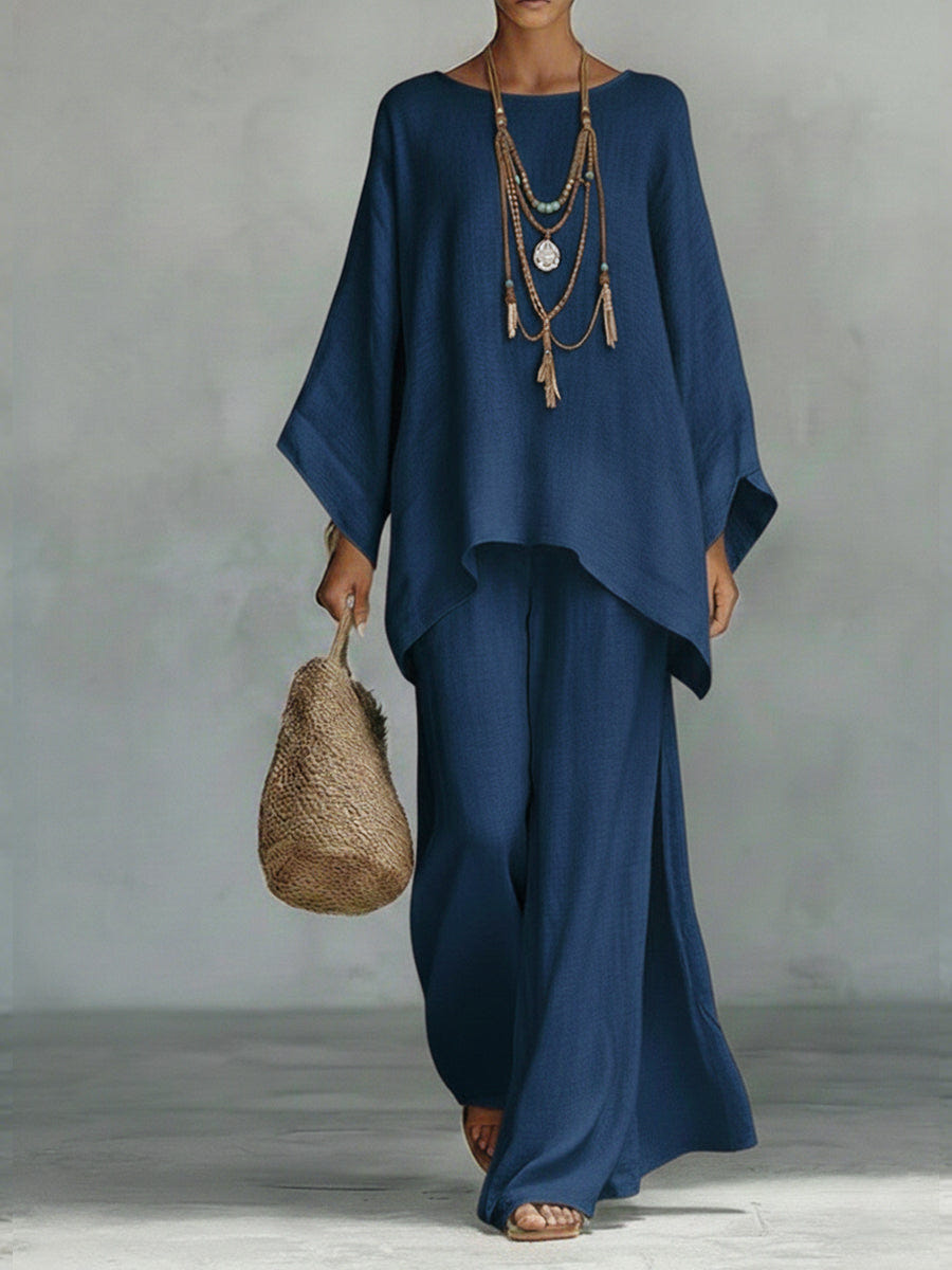 Jacqui | Women's Linen Blend Two-Piece Wide Leg Summer Co-Ord Set