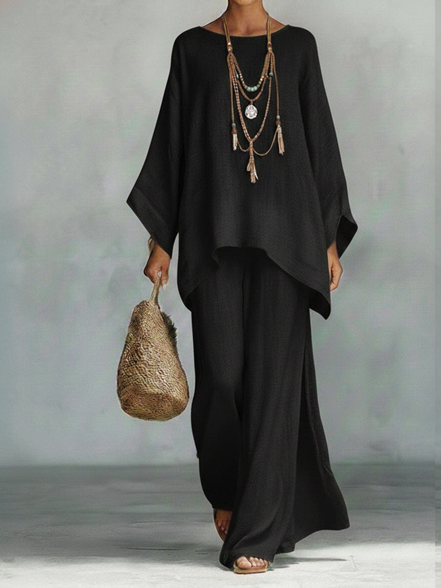 Jacqui | Women's Linen Blend Two-Piece Wide Leg Summer Co-Ord Set