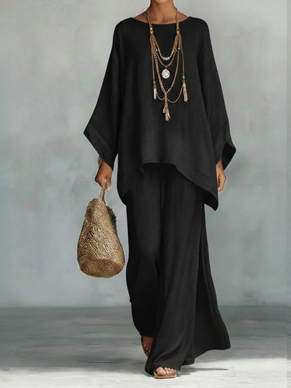 Jacqui | Women's Linen Blend Two-Piece Wide Leg Summer Co-Ord Set