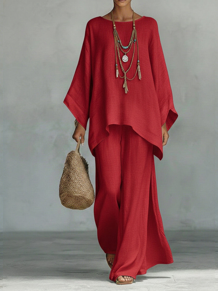 Jacqui | Women's Linen Blend Two-Piece Wide Leg Summer Co-Ord Set