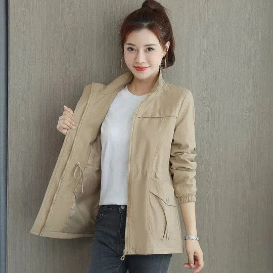 Amara | Women's Lightweight Adjustable Waist Stand Collar Jacket