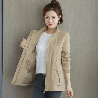 Amara | Women's Lightweight Adjustable Waist Stand Collar Jacket