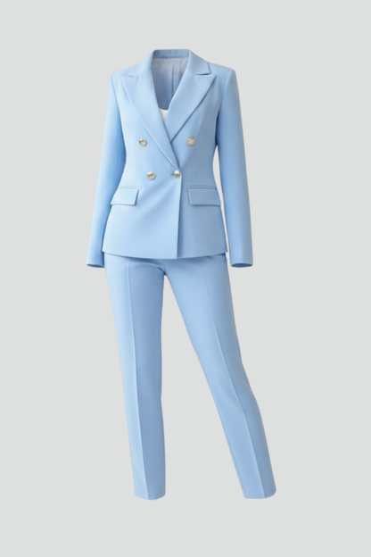 Aurelia | Women's Double Breasted Tailored Straight Leg Suit Set