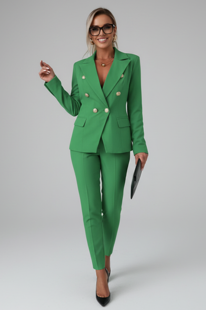 Aurelia | Women's Double Breasted Tailored Straight Leg Suit Set