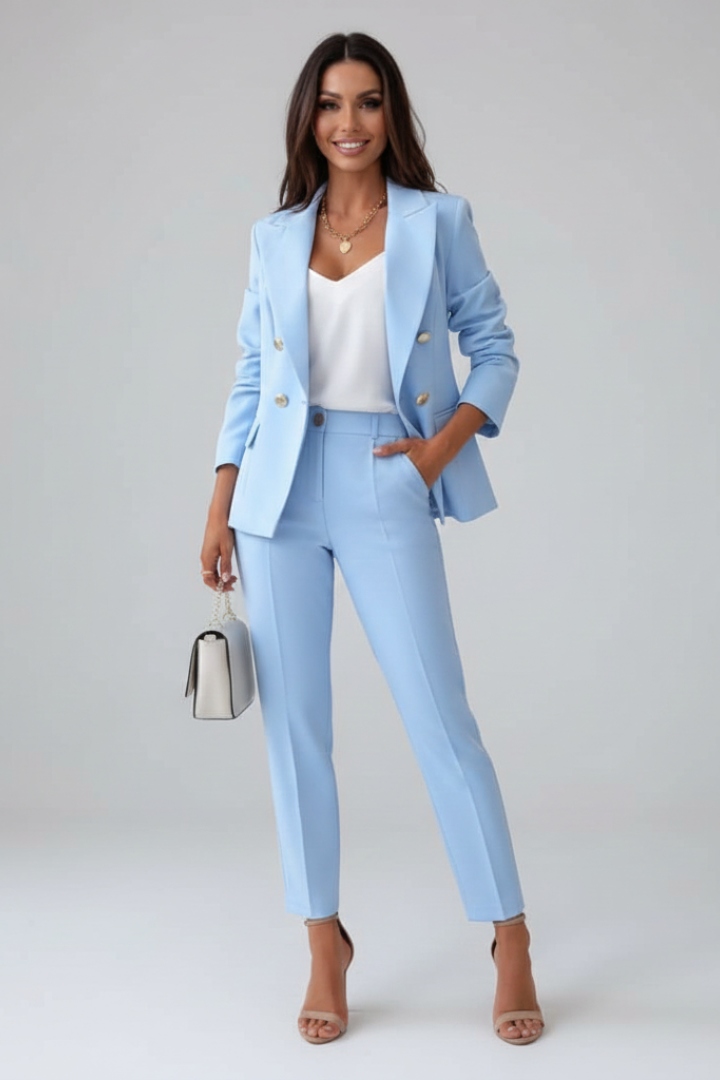 Aurelia | Women's Double Breasted Tailored Straight Leg Suit Set