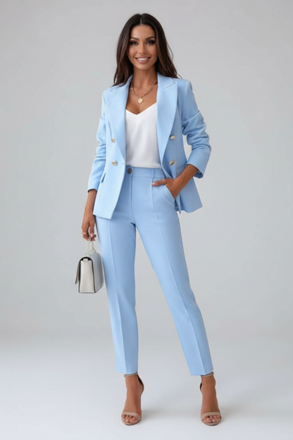 Aurelia | Women's Double Breasted Tailored Straight Leg Suit Set