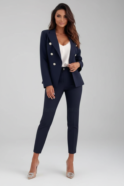 Aurelia | Women's Double Breasted Tailored Straight Leg Suit Set