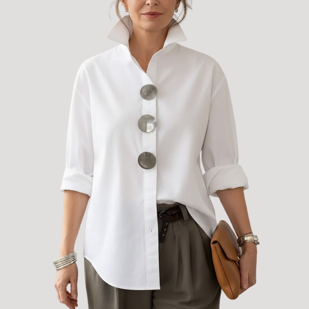 Callista | Women's Collared Relaxed Fit Statement Button Down Shirt