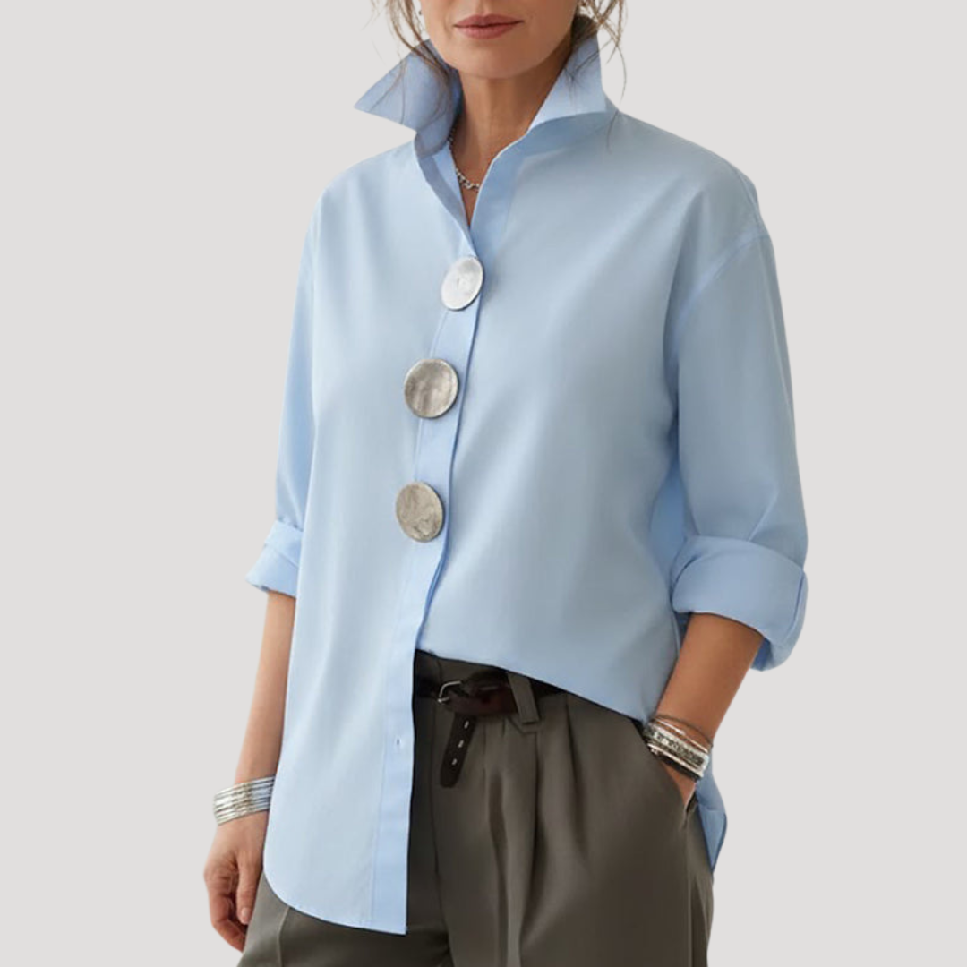 Callista | Women's Collared Relaxed Fit Statement Button Down Shirt