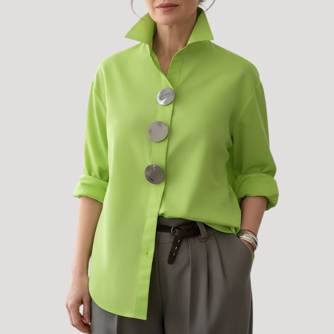 Callista | Women's Collared Relaxed Fit Statement Button Down Shirt