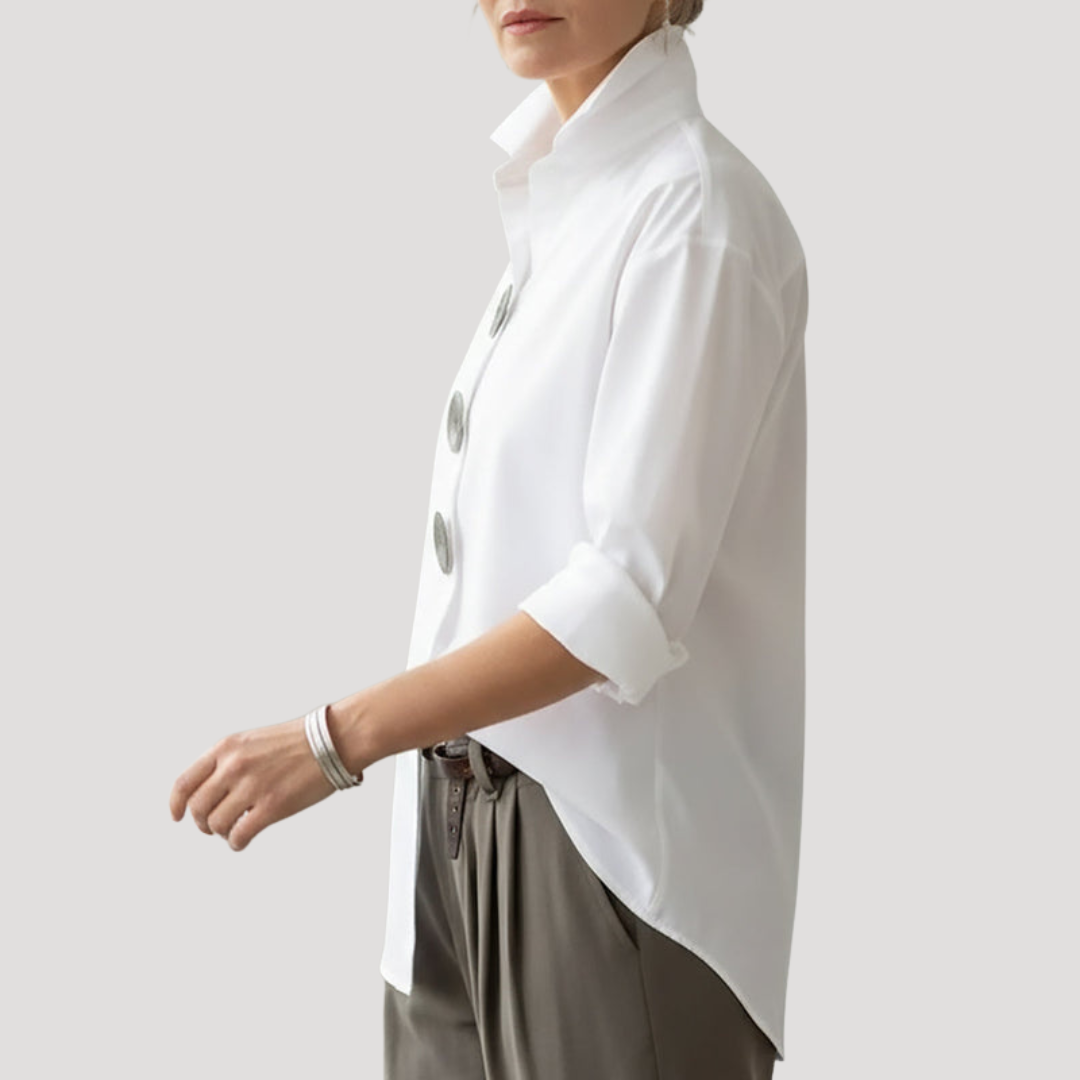 Callista | Women's Collared Relaxed Fit Statement Button Down Shirt