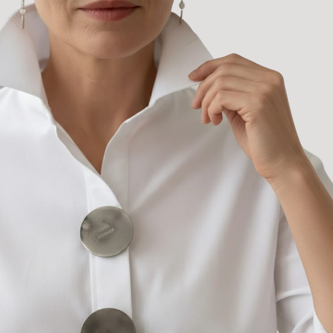 Callista | Women's Collared Relaxed Fit Statement Button Down Shirt