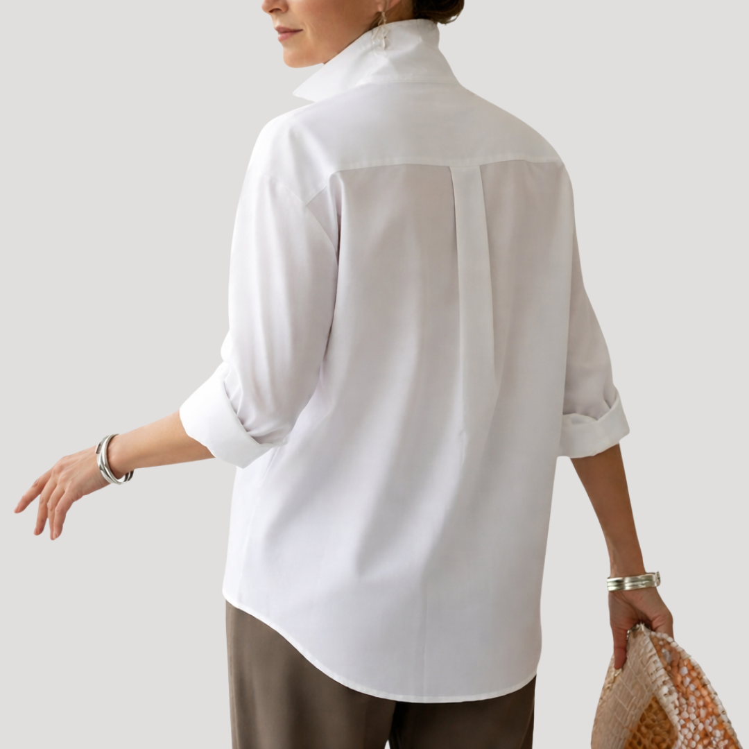 Callista | Women's Collared Relaxed Fit Statement Button Down Shirt