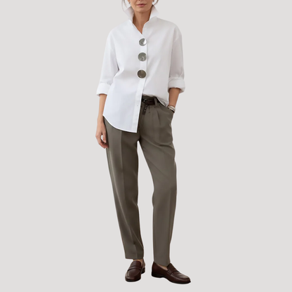 Callista | Women's Collared Relaxed Fit Statement Button Down Shirt
