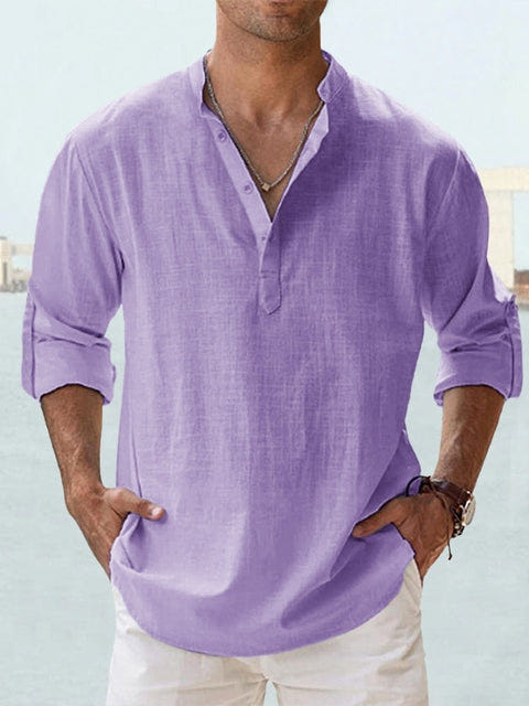Austin | Men's Linen Blend Henley Long Sleeve Relaxed Summer Shirt