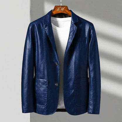 Lorcan | Men's Leather Blazer Tailored Two Button Jacket