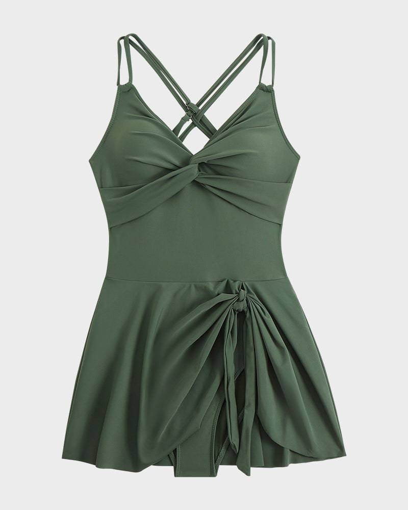 Joly | One Piece Swimsuit Skirted Wrap Knot Front V Neck