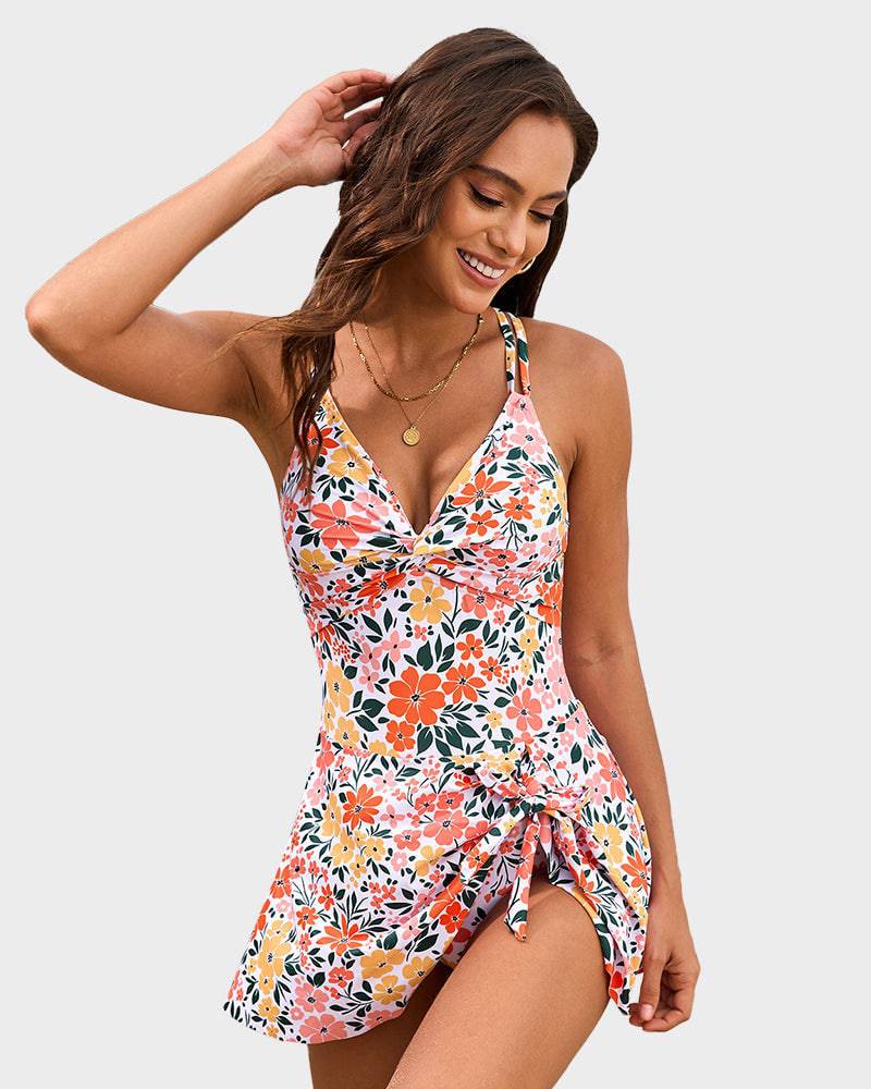 Joly | One Piece Swimsuit Skirted Wrap Knot Front V Neck