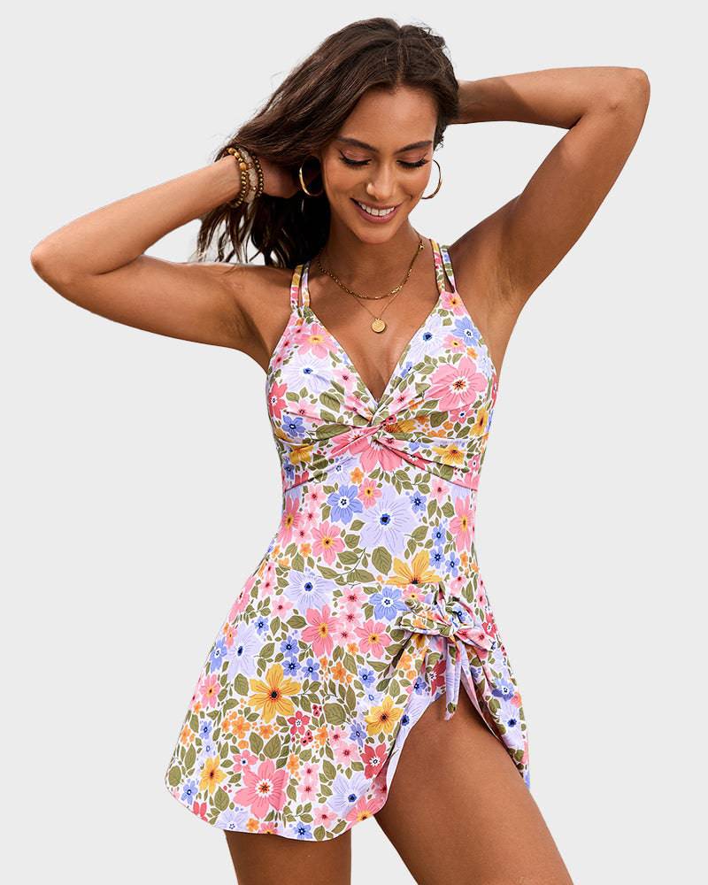 Joly | One Piece Swimsuit Skirted Wrap Knot Front V Neck