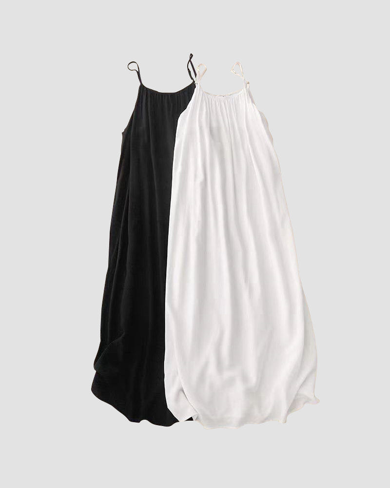 Petra | Spaghetti Strap Scoop Neck Relaxed Linen Blend Casual Maxi Dress