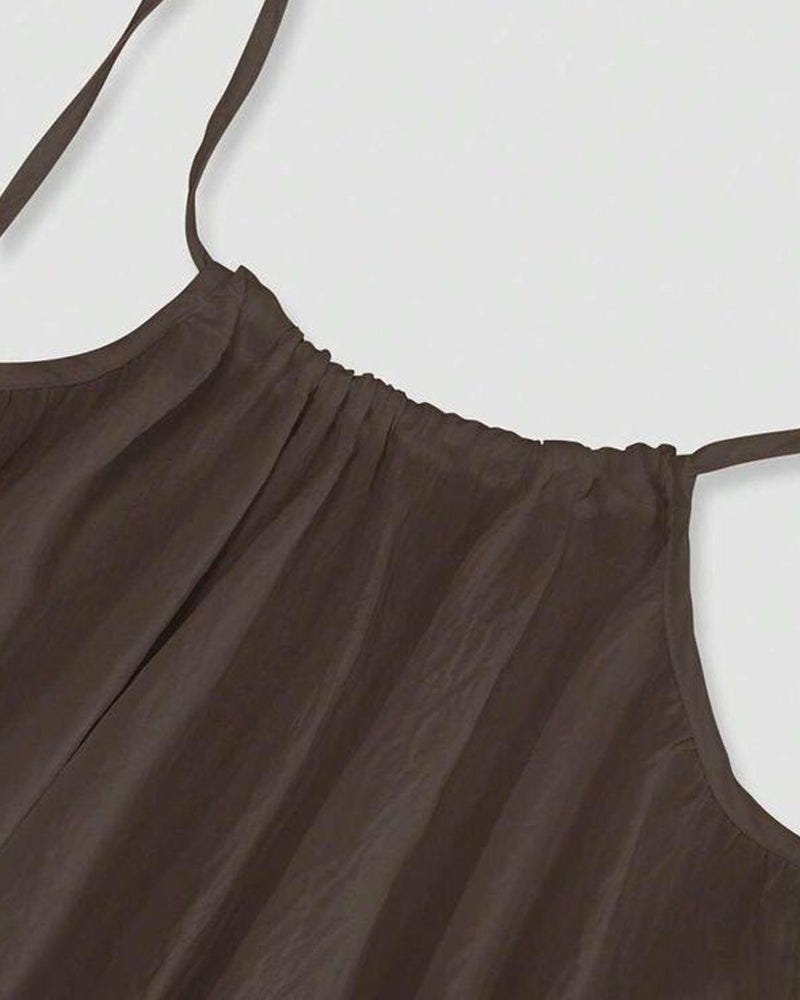 Petra | Spaghetti Strap Scoop Neck Relaxed Linen Blend Casual Maxi Dress