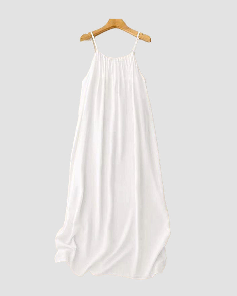 Petra | Spaghetti Strap Scoop Neck Relaxed Linen Blend Casual Maxi Dress