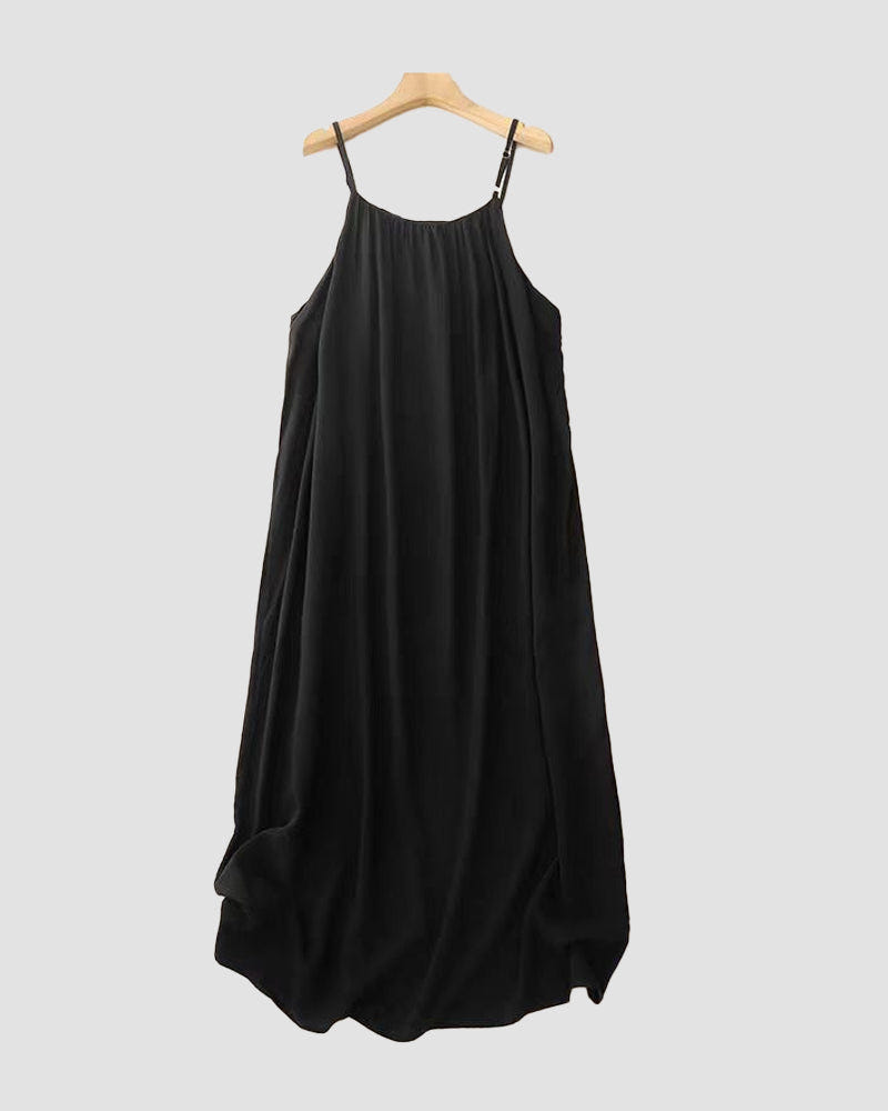 Petra | Spaghetti Strap Scoop Neck Relaxed Linen Blend Casual Maxi Dress