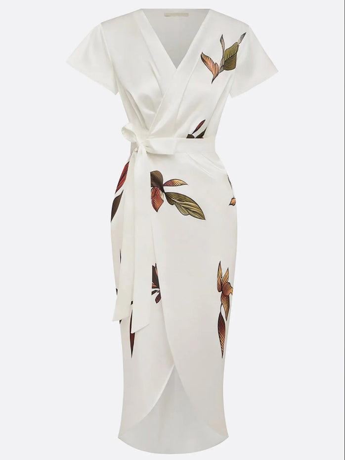 Solara | Women's Floral V-Neck Summer Wrap Midi Dress