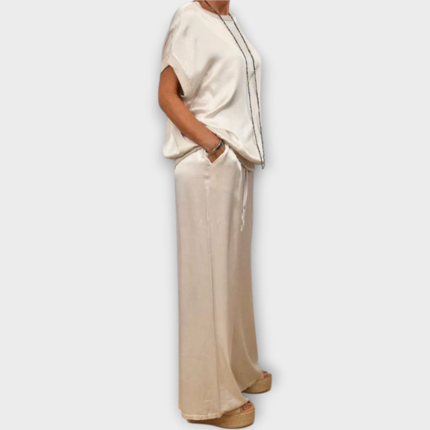 Marlowira | Women's Satin Wide-Leg Co-ord Set