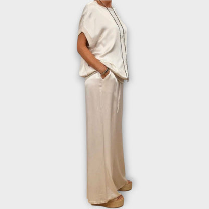 Marlowira | Women's Satin Wide-Leg Co-ord Set